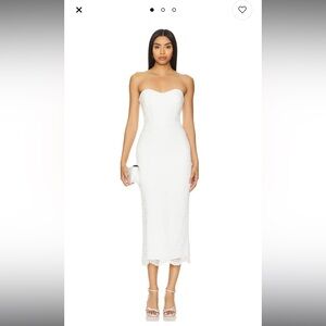 Bardot  revolve lace Kayleigh midi dress in white size large